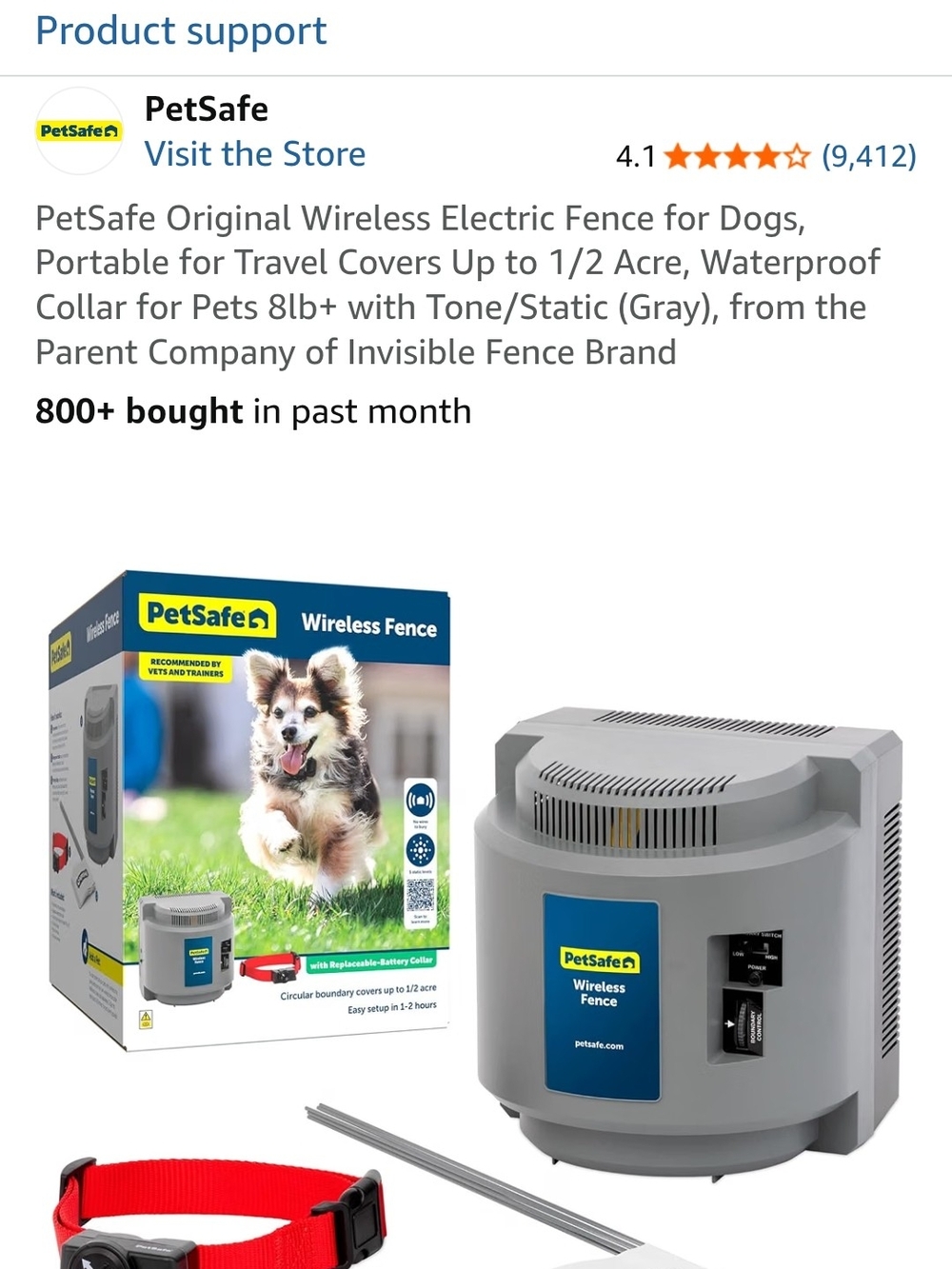 PetSafe Wireless Fence System in Gray with Red Collar